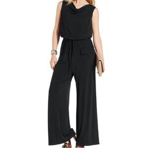 Vince Camuto Sleeveless Wide Leg Pants Jumpsuit Cowl Neck Black SZ Small